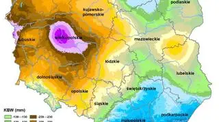 Klimatyczny Bilans Wodny za okres 21 lipca-20 września (IUNG)