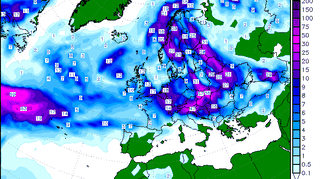 Kumulacja opadów na terenie Polski (wetter3.de)