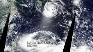 Lekima i Francisco na zdjęciu satelitarnym (worldview.earthdata.nasa.gov)