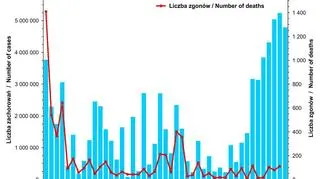 Liczba zachorowań i podejrzeń zachorowań na grypę oraz liczba zgonów z powodu grypy w latach 1975 - 2019 (PZH)