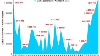 Liczba zachorowań i podejrzeń zachorowań na grypę w sezonach (wrzesień-sierpień) 1974/5 - 2017/18 (pzh