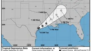 Lokalizacja depresji tropikalnej Beta (NHC/NOAA)