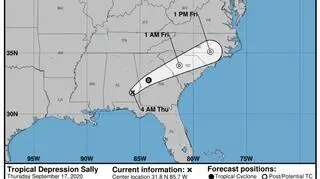 Lokalizacja depresji tropikalnej Sally (NHC/NOAA)