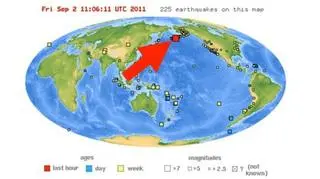 Lokalizacja trzęsienia ziemi na mapie USGS