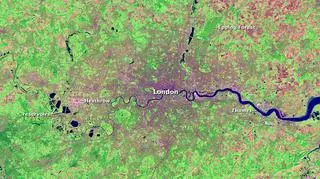 Londyn widziany przez Landstat 7. Fotografia  pomocna badaniom geologicznym (NASA)