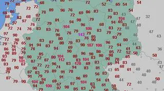 Maksymalna prędkość porywów wiatru do godziny 13 (wetteronline