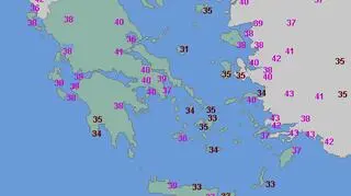 Maksymalna temperatura w Grecji 1 sierpnia (wetteronline.de)