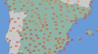 Maksymalna temperatura w Hiszpanii 18 listopada (wetteronline.de)