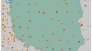 Maksymalna temperatura w sobotę w Polsce (wetteronline.de)