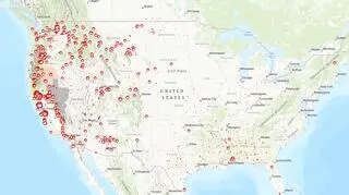 Mapa aktywnych pożarów w USA (arcgis.com)