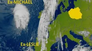 Mapa Europy z zaznaczonymi byłymi huraganami (Eumetsat)