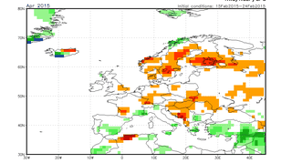 Mapa odchylenia opadów od normy dla kwietnia (NOAA)