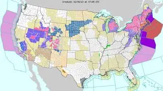 Mapa ostrzeżeń pogodowych dla USA (NOAA)