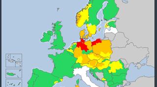 Mapa ostrzeżeń pogodowych EUMETNET