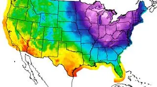 Mapa pokazuje, jak fala mrozu przechodzi przez stany USA (NWS/NOAA)