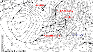 Mapa synoptyczna z godz. 00 UTC 13 grudnia