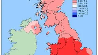 Mapa temperatur dla Wielkiej Brytanii w październiku/MetOffice