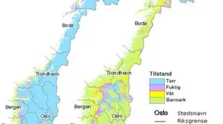 Mapa temperatur Norwegii w listopadzie 2010 i 2011 roku/Senorge
