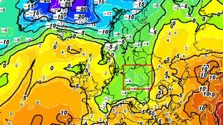 Mapa temperatury na wysokości 1,5 km (czwartek, 6 kwietnia)