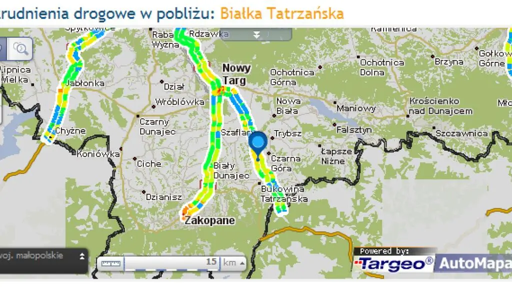Mapa utrudnień drogowych / mapy.targeo.pl