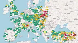 Mapa wskaźnika jakości powietrza (AQI) (aqicn.org)