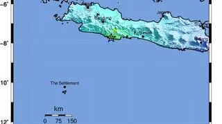 Mapa wstrząsów w Indonezji (USGS)