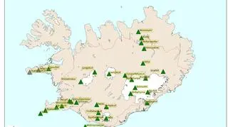 Mapa wulkanów na Islandii (Icelandic Met Office)