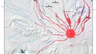 Mapa zagrożeń wulkanu Villarrico, scenariusz z 28 marca 2015 r. 