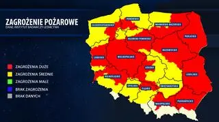 Mapa zagrożenia pożarowego (bazapozarow.ibles.pl/zagrozenie)