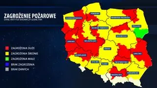 Mapa zagrożenia pożarowego (bazapozarow.ibles.pl/zagrozenie)