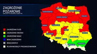 Mapa zagrożenia pożarowego (tvnmeteo