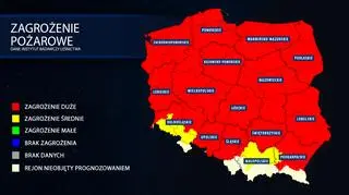 Mapa zagrożenia pożarowego z 23 kwietnia (IBL)