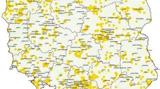 Mapa zgłoszonych stanowisk barszczy kaukaskich (NIK)