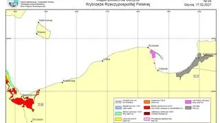 Mapa zlodzenia strefy przybrzeżnej Bałtyku (IMGW-PIB)