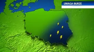 Mapka z alertem burzowym - 25.06