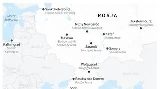 Miasta gospodarze Mistrzostw Świata 2018 (Małgorzata Latos/PAP/Reuters)