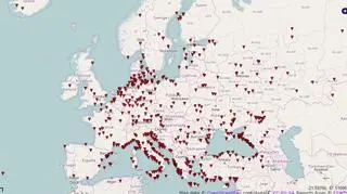 Miejsca, w których w 2016 r. widziano tornada (ESWD)