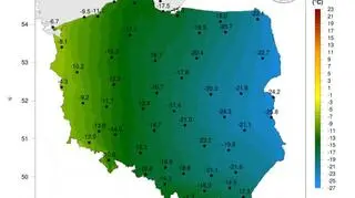 Minimalna temperatura powietrza 26 grudnia 2002 roku (IMGW)