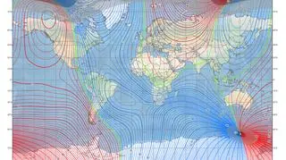 Model pola magnetycznego Ziemi (NOAA/NCEI/CIRES)
