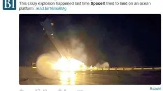 Moment lądowania Falcon 9 podczas pierwszej próby (9.01.2015) 