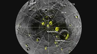 Mozaika obrazująca północ Merkurego (NASA)