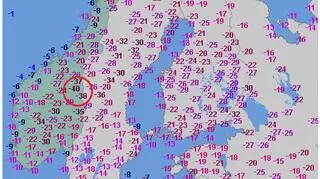 Najniższe wartości temperatury w czwartek na północy Europy (wetteronline.de)