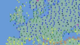 Najniższe wartości temperatury w środę 21 listopada (wetteronline