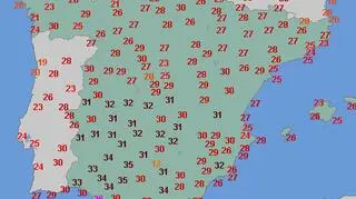 Najwyższa temperatura w Hiszpanii w piątek (wetteronline.de)