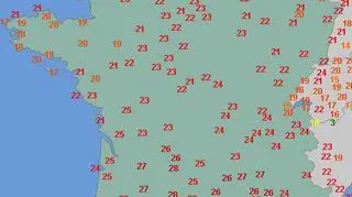 Najwyższa temperatura we Francji w piątek (wetteronline.de)