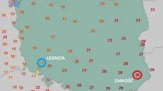 Najwyższa temperatura we wtorek