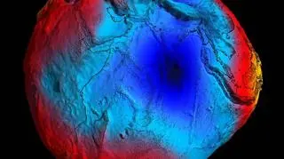 Natężenie pola grawitacyjnego na Ziemi w 2011 roku wg satelity GOCE