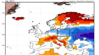 Nowa prognoza na luty przewidująca niższą temperaturę (NOAA)