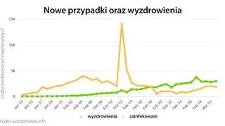 Nowe przypadki oraz wyzdrowienia (tvnmeteo