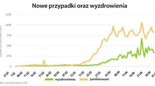 Nowe przypadki oraz wyzdrowienia (tvnmeteo